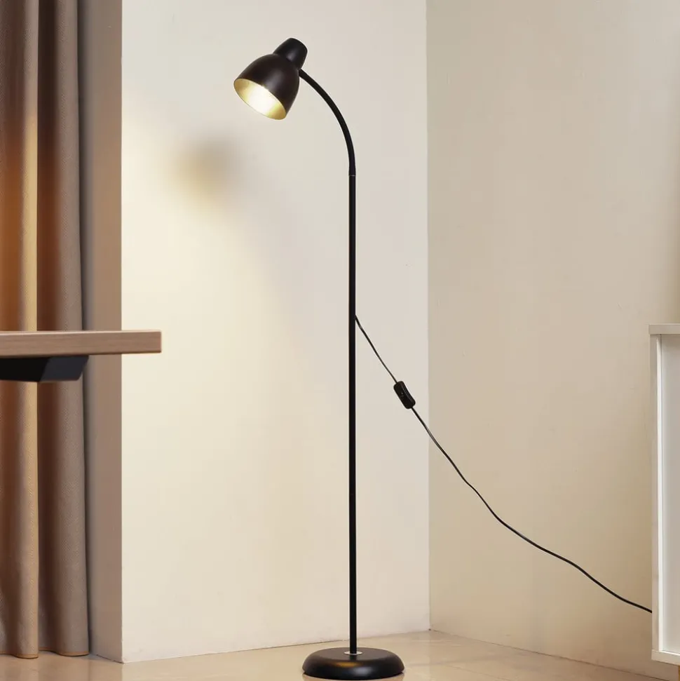 Vloerlamp Tebbi, zwart, metaal, hoogte 150 cm