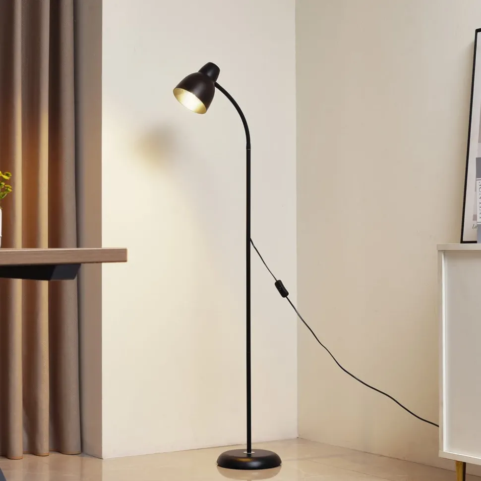 Vloerlamp Tebbi, zwart, metaal, hoogte 150 cm