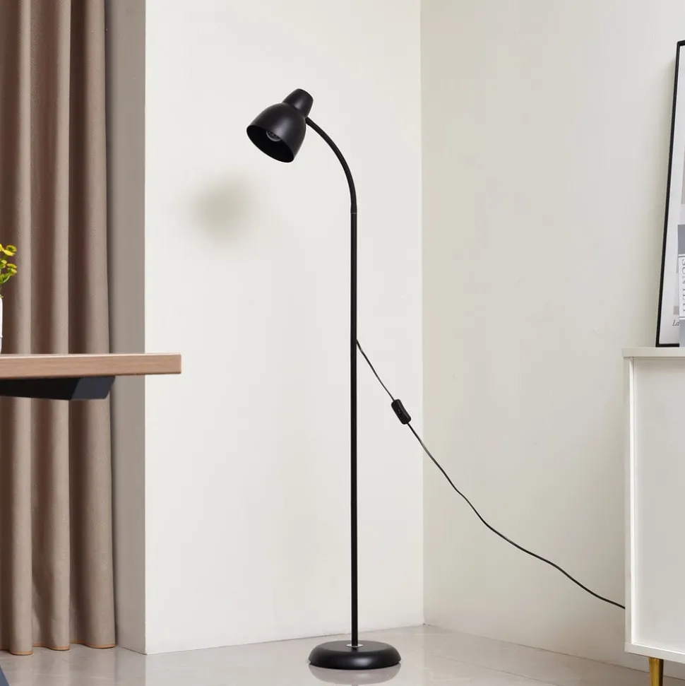 Vloerlamp Tebbi, zwart, metaal, hoogte 150 cm