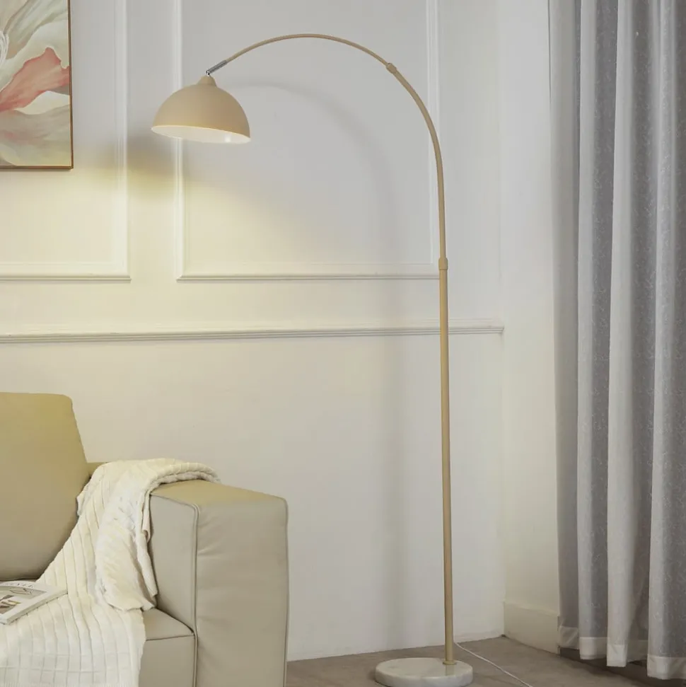 Vloerlamp Tonka, beige, metaal/marmer, 180 cm, E27