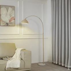 Vloerlamp Tonka, beige, metaal/marmer, 180 cm, E27