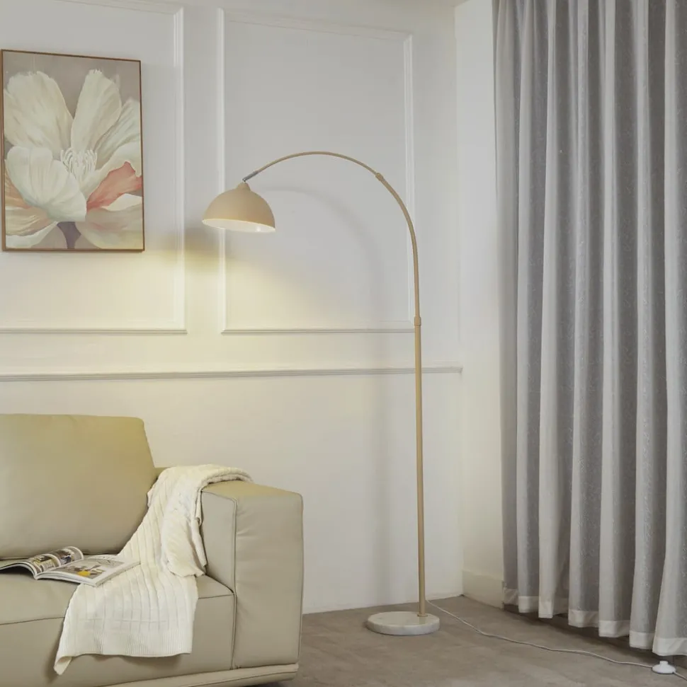 Vloerlamp Tonka, beige, metaal/marmer, 180 cm, E27