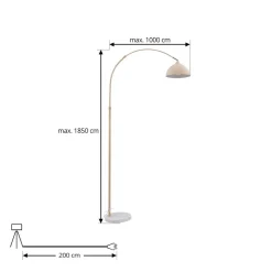 Vloerlamp Tonka, beige, metaal/marmer, 180 cm, E27