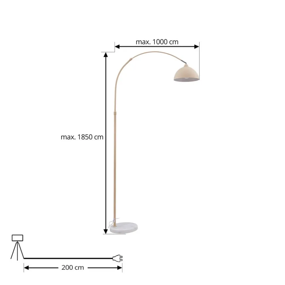 Vloerlamp Tonka, beige, metaal/marmer, 180 cm, E27