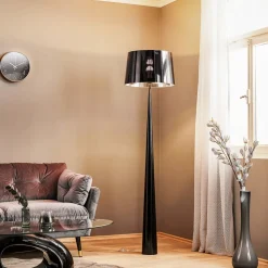 Vloerlamp Totem LS met chroom-finish, zwart