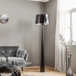 Vloerlamp Totem LS met chroom-finish, zwart