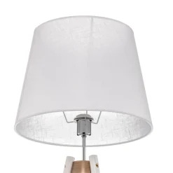 Vloerlamp Vaio driepoot houten frame, witte kap