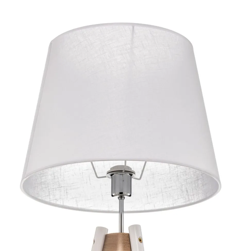 Vloerlamp Vaio driepoot houten frame, witte kap