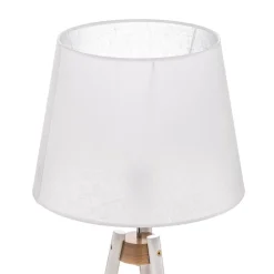Vloerlamp Vaio driepoot houten frame, witte kap