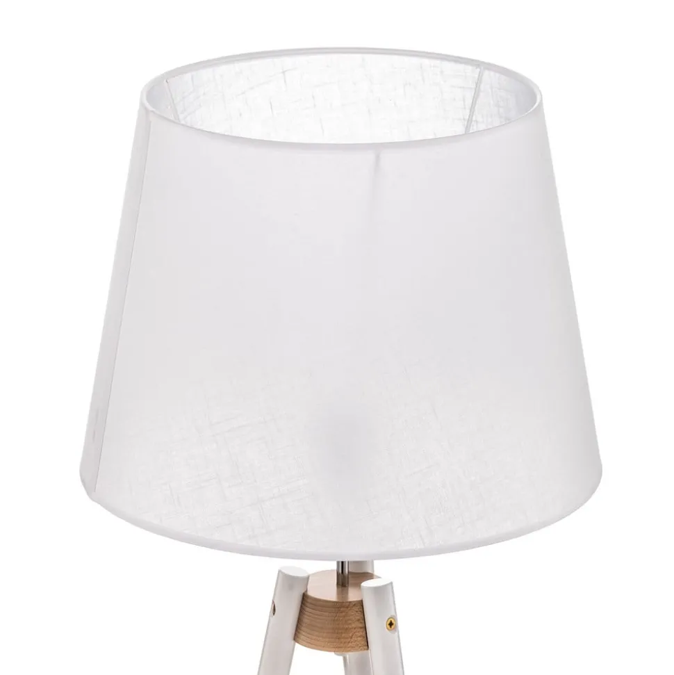 Vloerlamp Vaio driepoot houten frame, witte kap