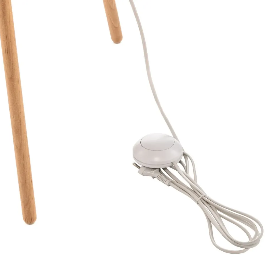 Vloerlamp Vaio driepoot houten frame, witte kap