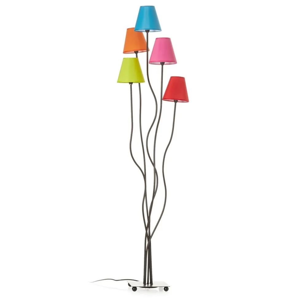 Vloerlamp van textiel Colori 5-lamps multicolor