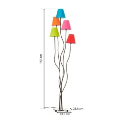 Vloerlamp van textiel Colori 5-lamps multicolor