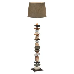 Vloerlamp Vera met stoffen kap en steendecor