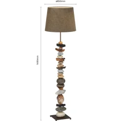 Vloerlamp Vera met stoffen kap en steendecor