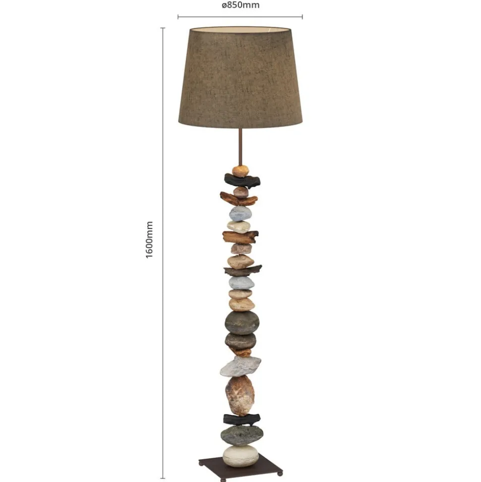 Vloerlamp Vera met stoffen kap en steendecor