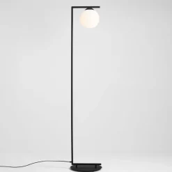 Vloerlamp Zac met bolvormige kap, zwart