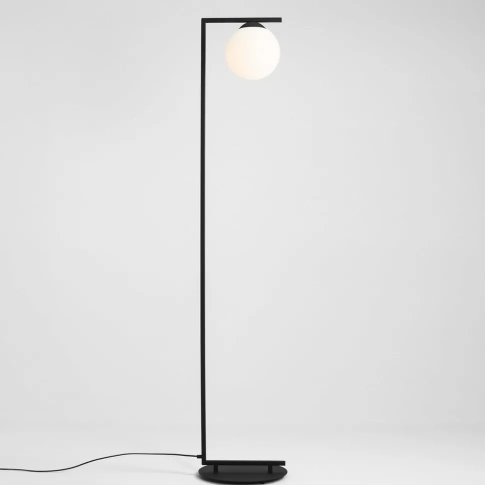 Vloerlamp Zac met bolvormige kap, zwart