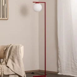Vloerlamp Zac, opaal/wijnrood, 1-lamp