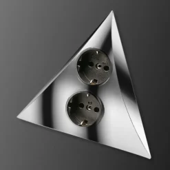 2-voudige wandcontactdoos Luxor, mat chroom, kunststof, IP20