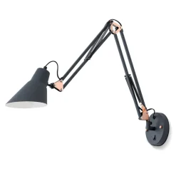 Vrijgezelle wandlamp met veerbalanser en schakelaar