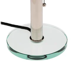 Wagenfeld-tafellamp, glazen voet, metalen staander