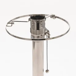 Wagenfeld-tafellamp, glazen voet, metalen staander