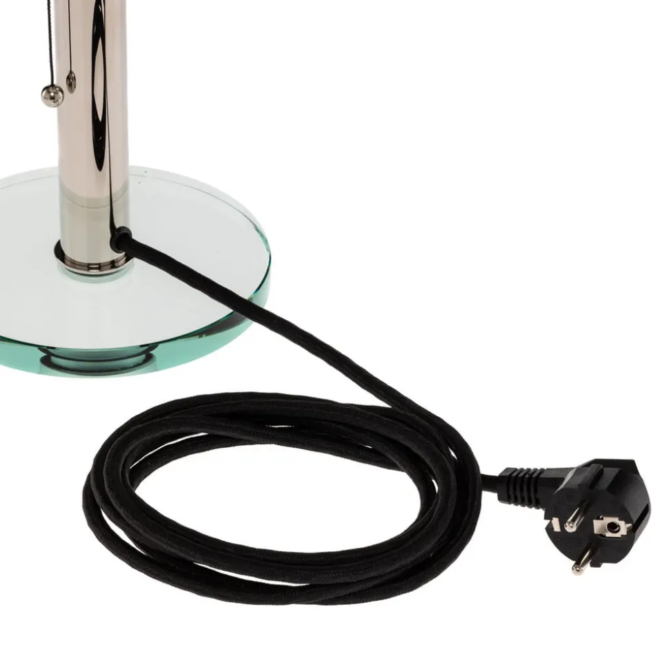 Wagenfeld-tafellamp, glazen voet, metalen staander