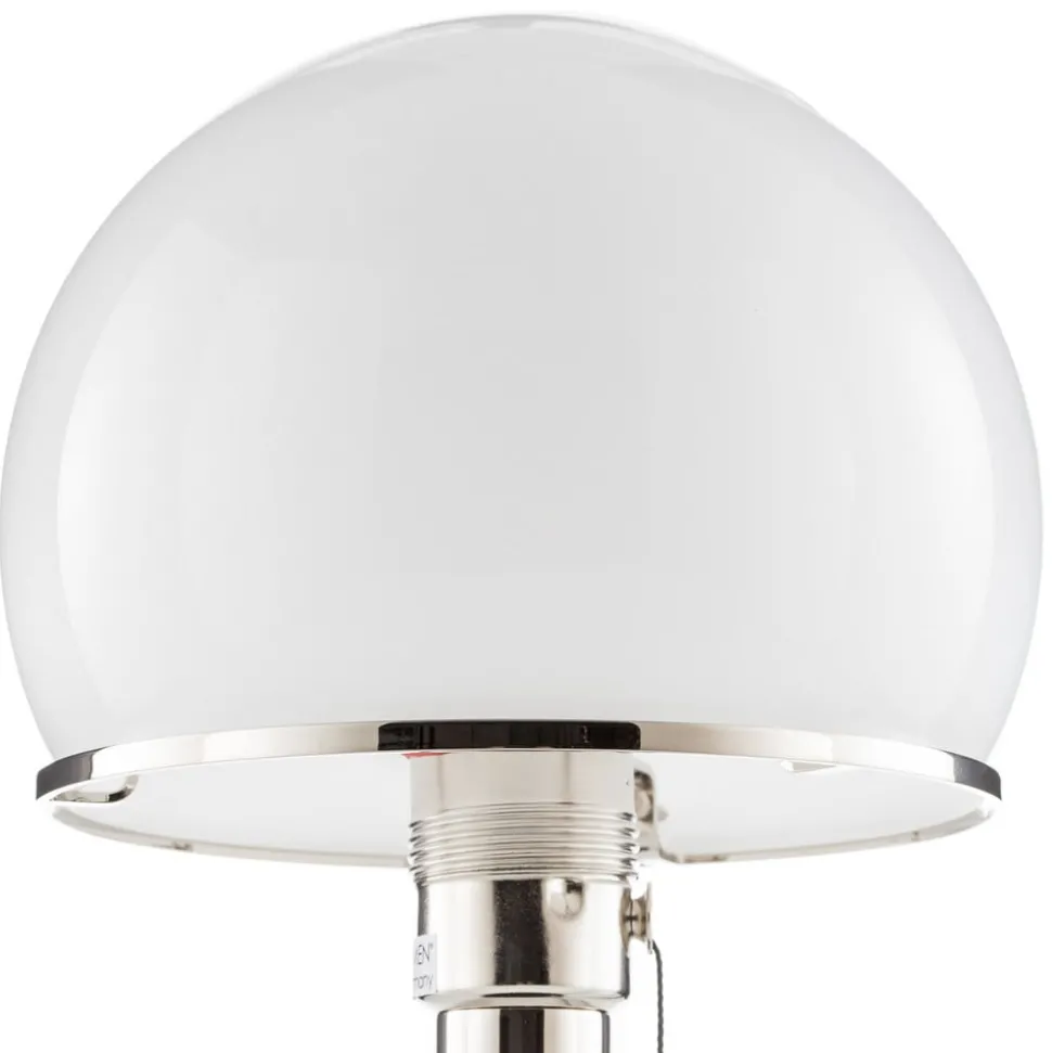 Wagenfeld-tafellamp met zwart gelakte voet