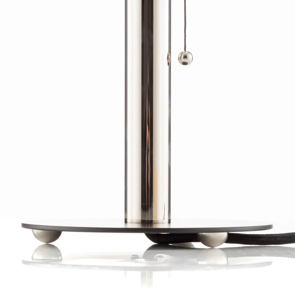 Wagenfeld-tafellamp met zwart gelakte voet