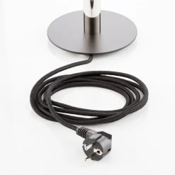 Wagenfeld-tafellamp met zwart gelakte voet