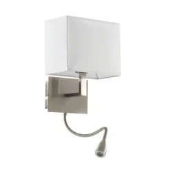 Wandlamp 6519 met LED leeslamp, satijnzilver