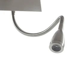 Wandlamp 6519 met LED leeslamp, satijnzilver