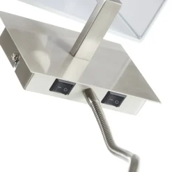 Wandlamp 6519 met LED leeslamp, satijnzilver