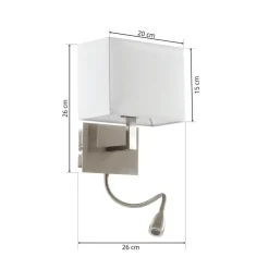 Wandlamp 6519 met LED leeslamp, satijnzilver