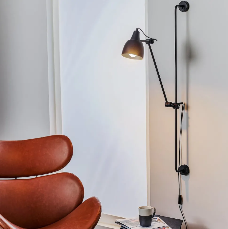Wandlamp 997 met stekker, 1-lamp, zwart