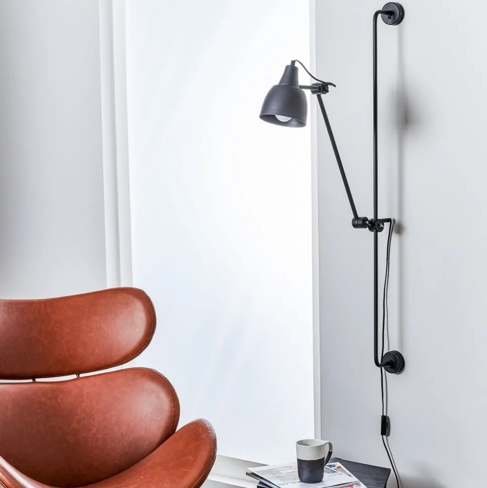 Wandlamp 997 met stekker, 1-lamp, zwart
