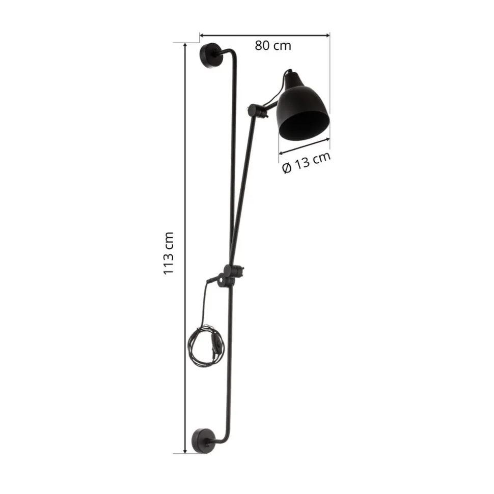 Wandlamp 997 met stekker, 1-lamp, zwart