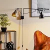 Wandlamp 1002 met stekker, 2-lamps, zwart