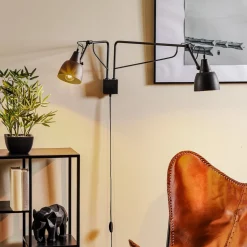 Wandlamp 1002 met stekker, 2-lamps, wit