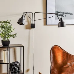 Wandlamp 1002 met stekker, 2-lamps, wit