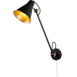 Wandlamp 6302 van metaal, zwart-goud
