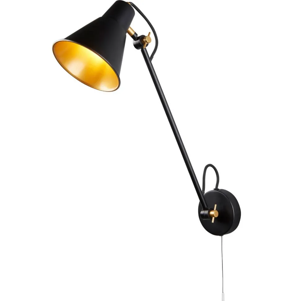 Wandlamp 6302 van metaal, zwart-goud