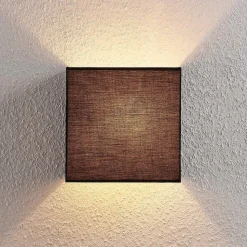 Wandlamp Adea van stof, 25 cm, vierkant, zwart