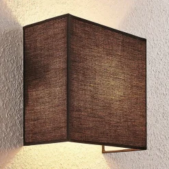 Wandlamp Adea van stof, 25 cm, vierkant, zwart