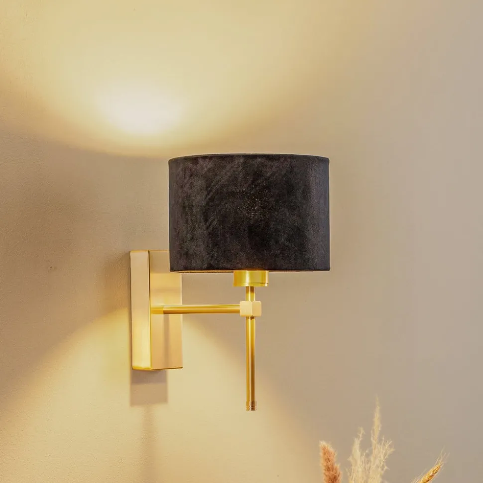 Wandlamp Adin, zwart/messing, 1-lamp