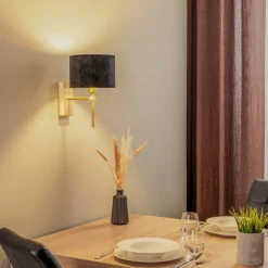 Wandlamp Adin, zwart/messing, 1-lamp