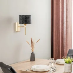 Wandlamp Adin, zwart/messing, 1-lamp