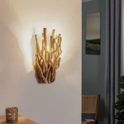 Wandlamp Agar met houten kap