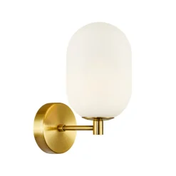 Wandlamp Alias, metaal goudkleurig, opaalglas, 1-lamp